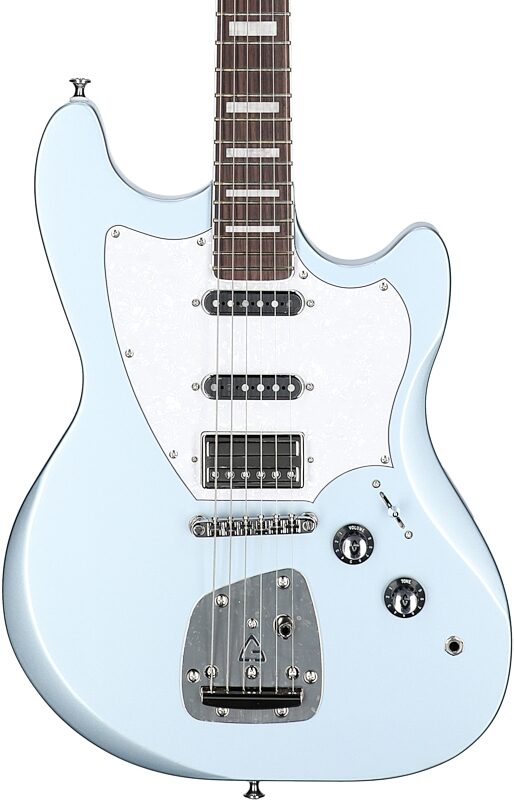 Guild Surfliner Deluxe Electric Guitar, Glacier Blue Metallic, Body Straight Front
