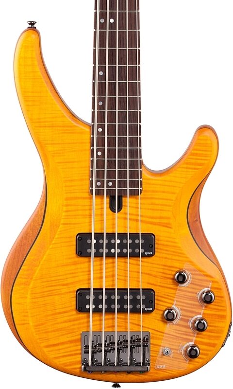 Yamaha TRBX605FM Electric Bass, 5-String, Matte Amber, Body Straight Front