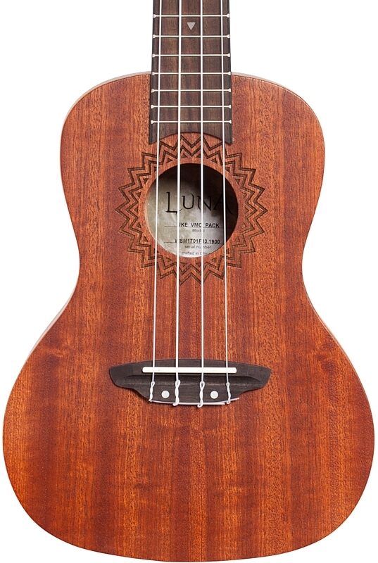 Luna Concert Ukulele Vintage Mahogany, With Tuner and Bag, Body Straight Front
