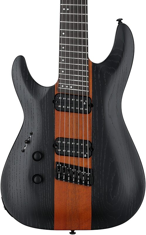 Schecter Rob Scallon C-7 Multi-Scale Electric Guitar, 7-String, Left-Handed, Satin Dark Roast, Body Straight Front