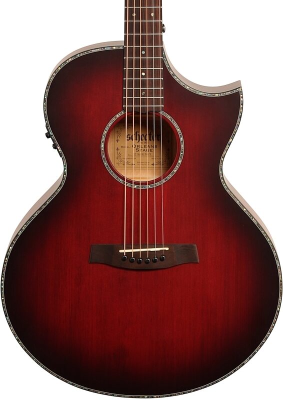 Schecter Orleans Stage Acoustic-Electric Guitar, Vampyre Red, Blemished, Body Straight Front