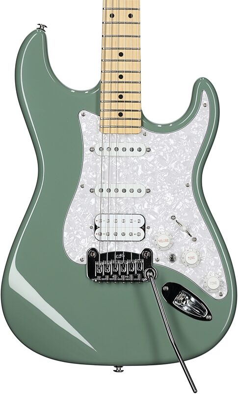 G&L Fullerton Deluxe Legacy HSS Electric Guitar (with Gig Bag), Matcha Tea, Body Straight Front