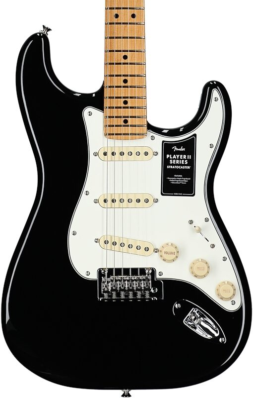 Fender Player II Stratocaster Electric Guitar, with Maple Fingerboard, Black, Body Straight Front