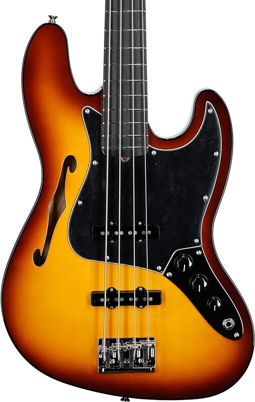 Fender Limited Edition Suona Jazz Thinline Electric Bass (with Case), Violin Burst, Body Straight Front