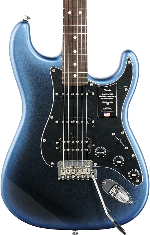 Fender American Pro II HSS Stratocaster Electric Guitar, Rosewood Fingerboard (with Case), Dark Night, Body Straight Front