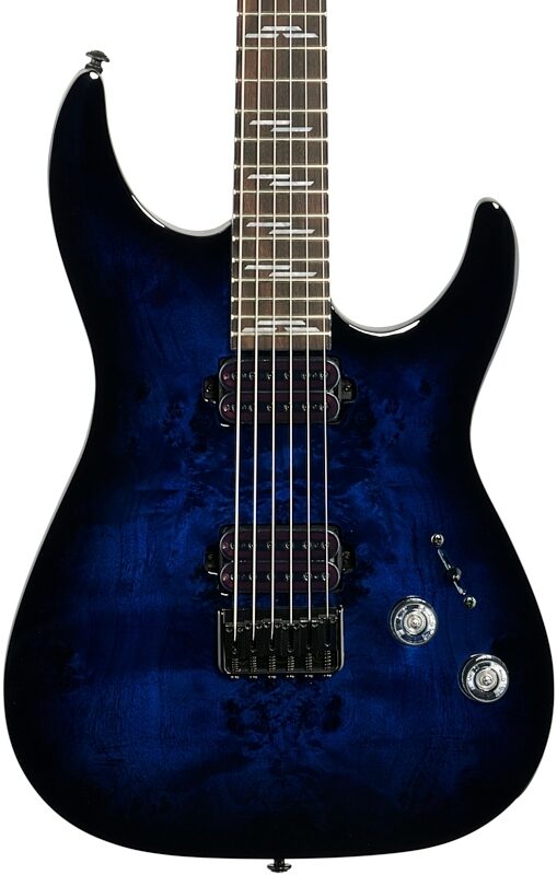 Schecter Omen Elite-6 Electric Guitar, See-Thru Blue Burst, Body Straight Front