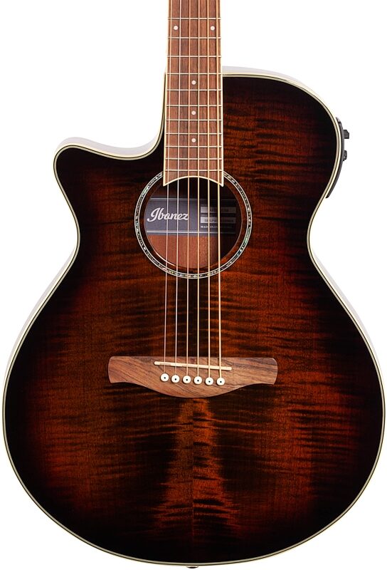 Ibanez AEG19LII Acoustic-Electric Guitar, Left Handed, Tiger Burst, Body Straight Front