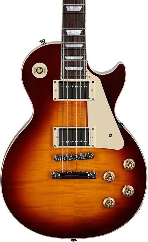 Epiphone Inspired by Gibson Custom 1959 Les Paul Standard Reissue Electric Guitar (with Case), Deep Cherry Sunburst, Body Straight Front