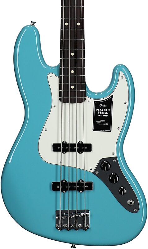 Fender Player II Jazz Electric Bass, with Rosewood Fingerboard, Aquatone Blue, Body Straight Front