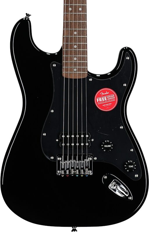 Squier Sonic Stratocaster Hard Tail Laurel Neck Electric Guitar, Black, Body Straight Front