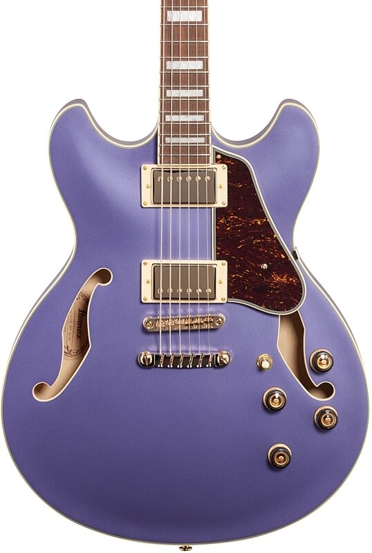 Ibanez AS73G Artcore Semi-Hollowbody Electric Guitar, Metallic Purple Flat, Body Straight Front