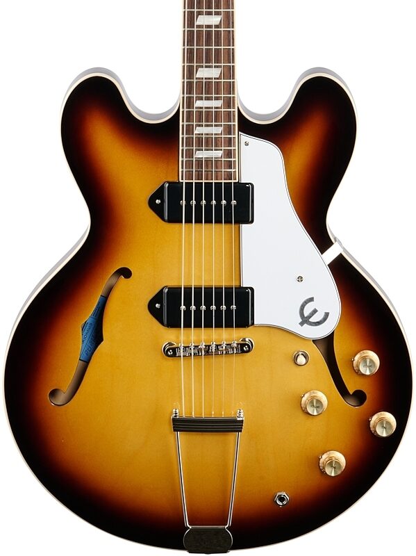 Epiphone USA Casino Hollowbody Electric Guitar (with Case), Vintage Burst, Body Straight Front