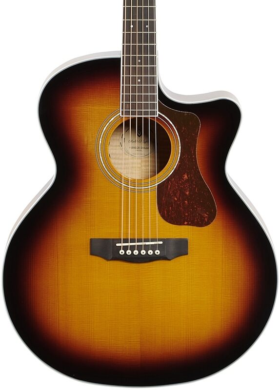 Guild F-250CE Jumbo Cutaway Acoustic-Electric Guitar, Flame Maple, Body Straight Front