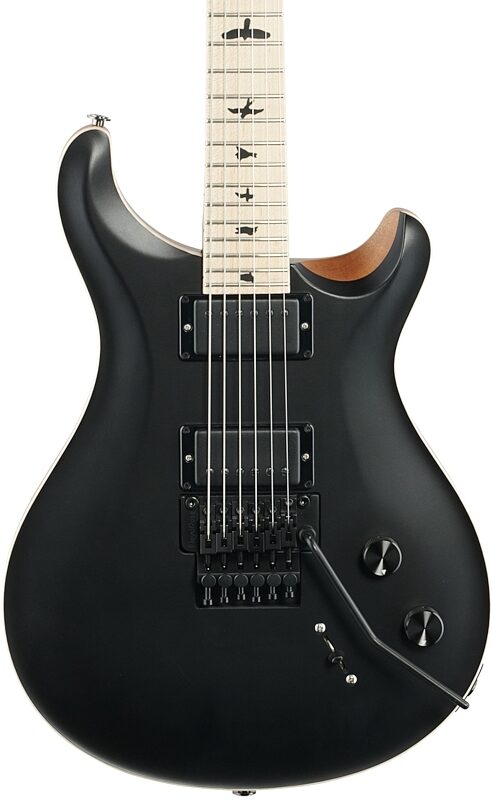 PRS Paul Reed Smith Dustie Waring CE24 Electric Guitar, with Floyd Rose (with Gig Bag), Black Top, Blemished, Body Straight Front