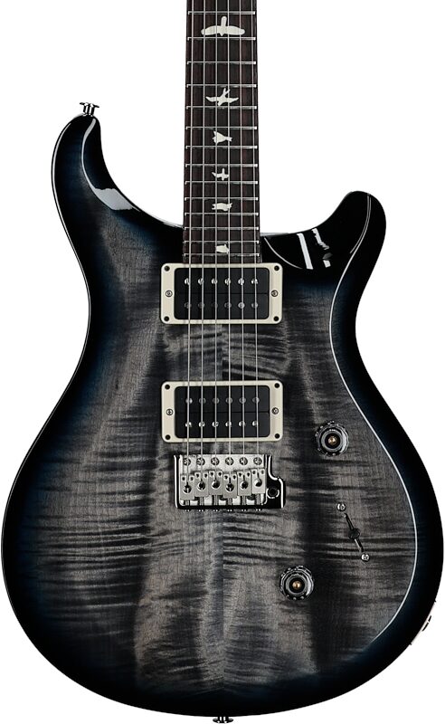 PRS Paul Reed Smith S2 Custom 24 Gloss Pattern Thin Electric Guitar (with Gig Bag), Faded Gray Black Blue Smokeburst, Body Straight Front