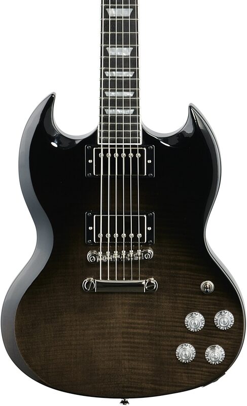Epiphone SG Modern Figured Electric Guitar, Transparent Black Fade, Body Straight Front