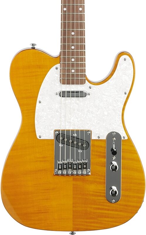 Michael Kelly Enlightened Classic '50s Electric Guitar, Pau Ferro Fingerboard, Amber Transparent, Body Straight Front