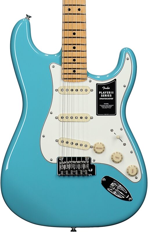 Fender Player II Stratocaster Electric Guitar, with Maple Fingerboard, Aquatone Blue, Body Straight Front