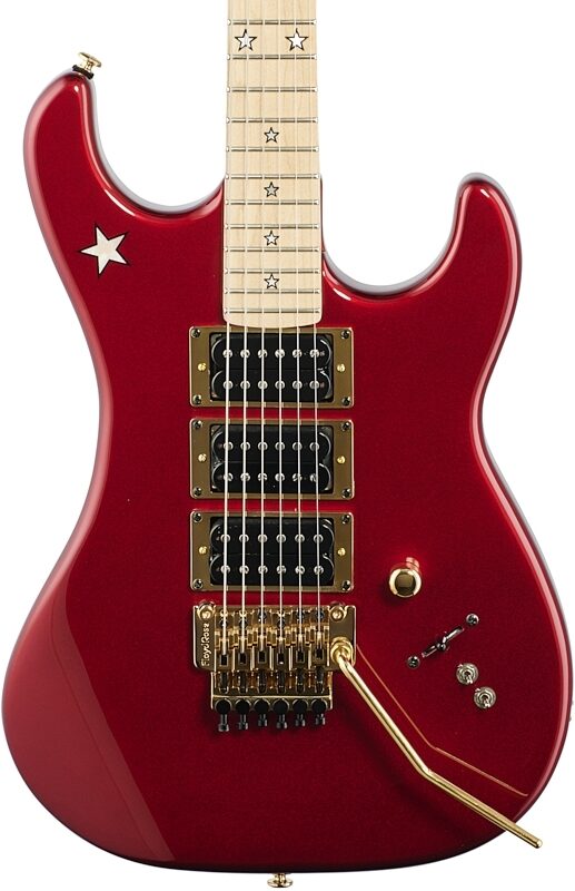 Kramer Jersey Star Electric Guitar, with Gold Floyd Rose, Candy Apple Red, Body Straight Front