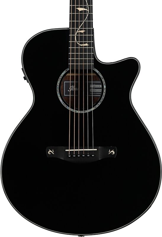 Ibanez AEG550 Acoustic-Electric Guitar, Black High Gloss, Body Straight Front