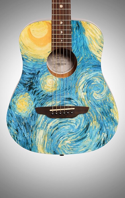 Luna Safari Starry Night Travel Acoustic Guitar (with Gig Bag), New, Body Straight Front