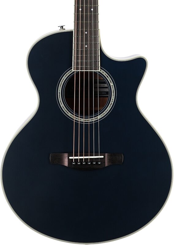 Ibanez AE200JR Acoustic-Electric Guitar (with Gig Bag), Dark Tide Blue Flat, Blemished, Body Straight Front