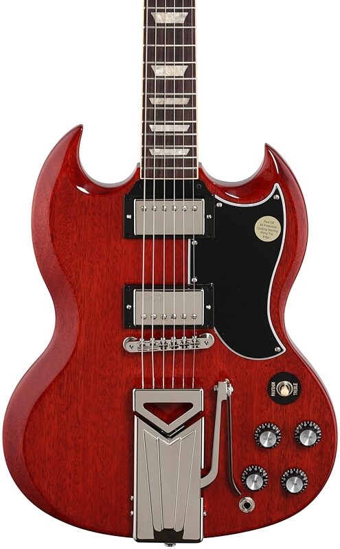 Gibson SG Standard '61 Sideways Vibrola Electric Guitar (with Case), Vintage Cherry, 18-Pay-Eligible, Body Straight Front