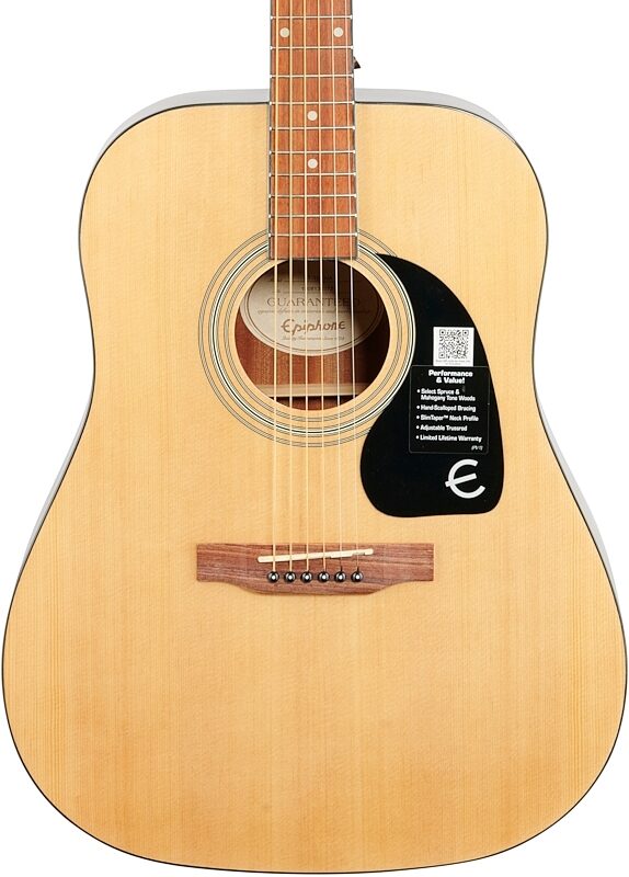 Epiphone FT-100 Acoustic Guitar Player Pack (with Gig Bag), Natural, Body Straight Front