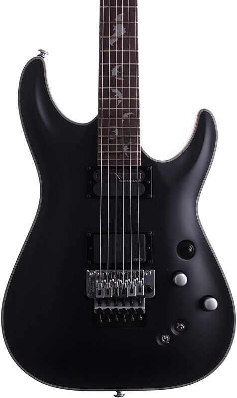 Schecter Damien Platinum 6 FR-S Sustainiac Electric Guitar, Satin Black, Body Straight Front