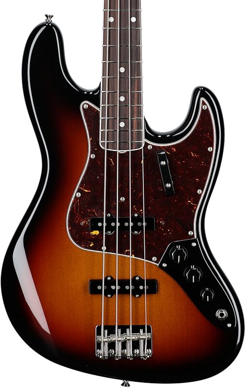Fender American Vintage II 1966 Jazz Electric Bass, Rosewood Fingerboard (with Case), 3-Color Sunburst, Body Straight Front