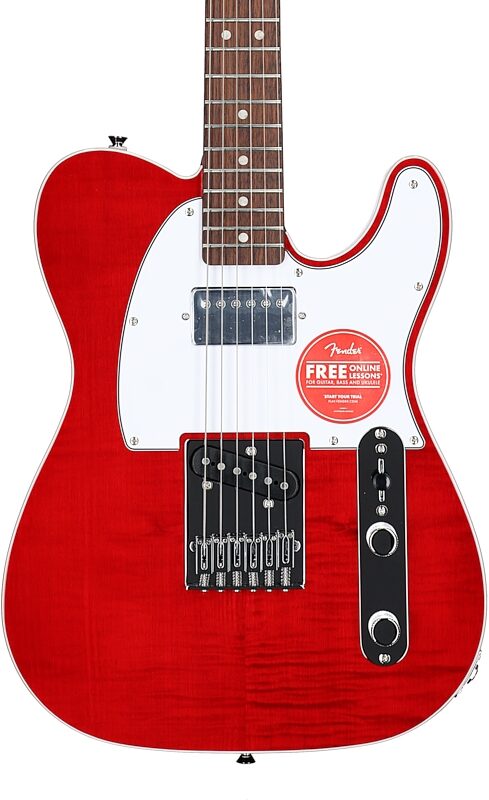 Squier Affinity Telecaster FMT SH Electric Guitar, with Laurel Fingerboard, Crimson Red Transparent, Body Straight Front