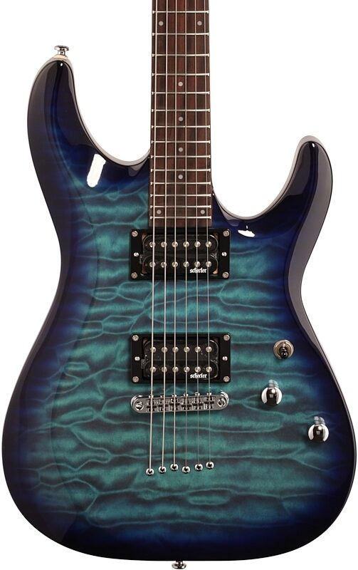 Schecter C-6 Plus Electric Guitar, Ocean Blue Burst, Body Straight Front