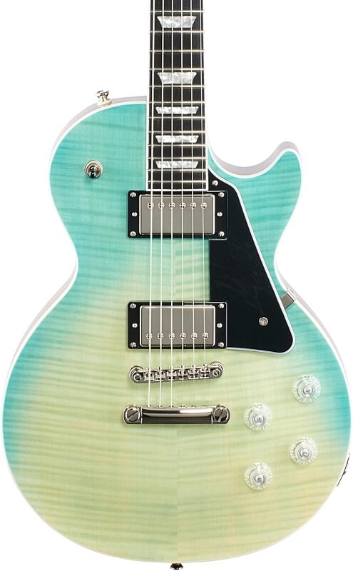 Epiphone Les Paul Modern Figured Electric Guitar, Caribbean Blue Fade, Body Straight Front