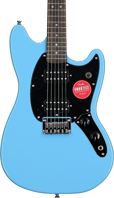 Squier Sonic Mustang HH Electric Guitar, Laurel Fingerboard, California Blue, Body Straight Front