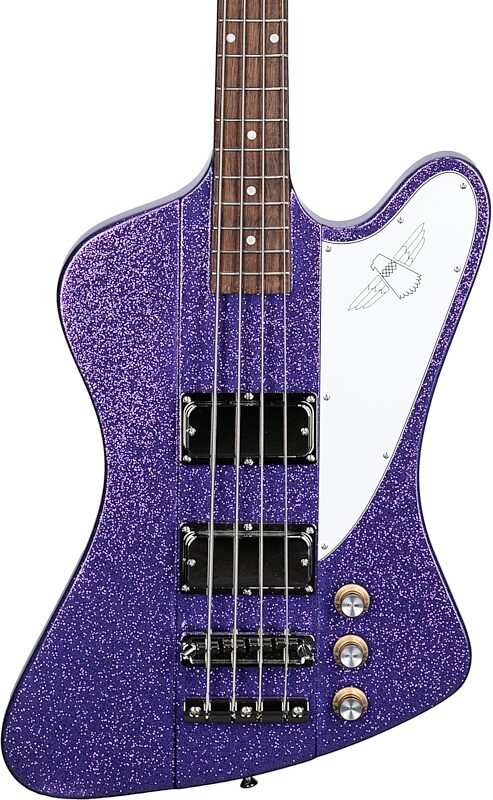 Epiphone Exclusive Thunderbird '64 Purple Sparkle Bass Guitar (with Gig Bag), Purple Sparkle, Body Straight Front
