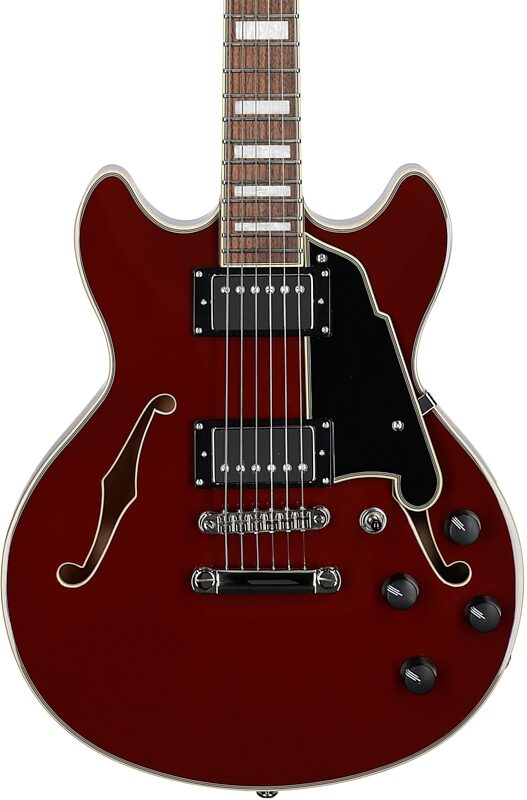 D'Angelico Premier Mini DC Electric Guitar, Burnt Red, Body Straight Front