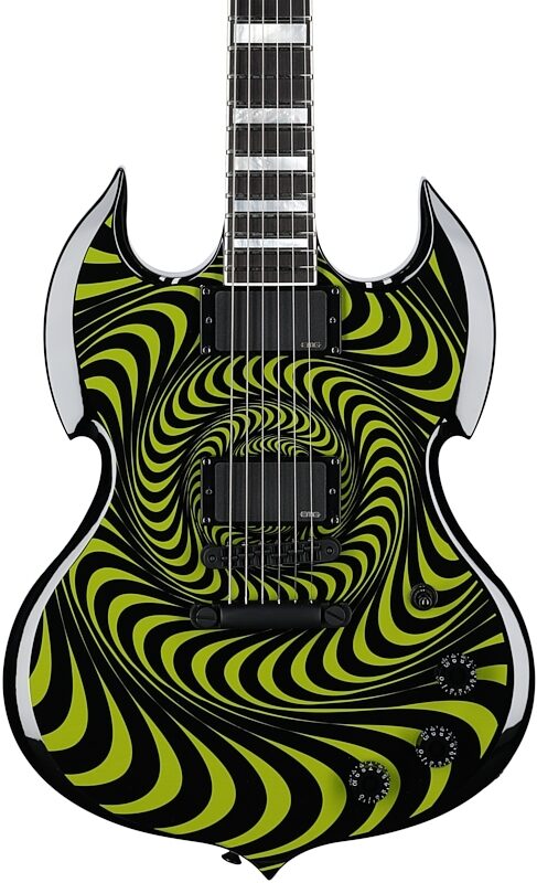 Wylde Audio Barbarian Rawtop Electric Guitar, Grimmest Green, Body Straight Front