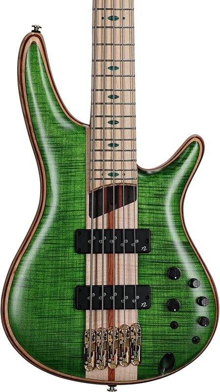 Ibanez SR5FMDX Premium Electric Bass, 5-String (with Gig Bag), Emerald Green, Blemished, Body Straight Front