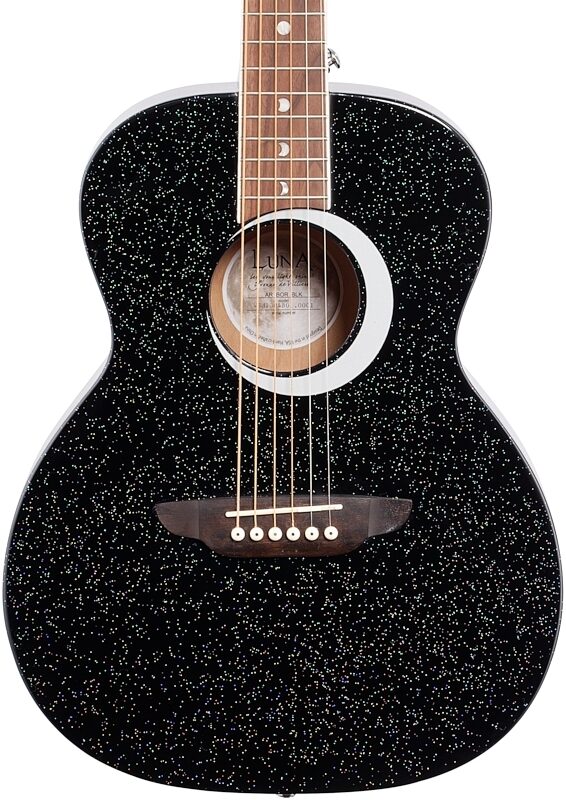 Luna Aurora Borealis 3/4-Size Acoustic Guitar, Black, Body Straight Front