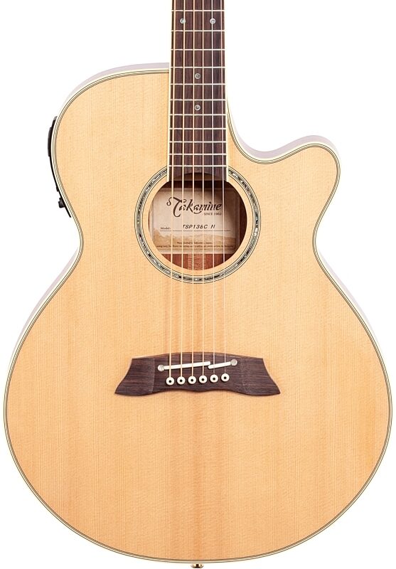 Takamine TSP138C Thinline Acoustic-Electric Guitar (with Gig Bag), Natural, Body Straight Front