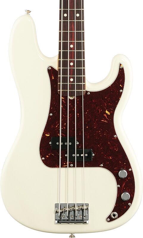 Fender American Pro II Precision Electric Bass, Rosewood Fingerboard (with Case), Olympic White, Body Straight Front