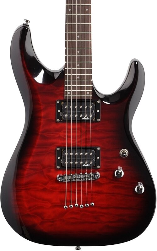 Schecter C-6 Plus Electric Guitar, See Thru Cherry Burst, Body Straight Front