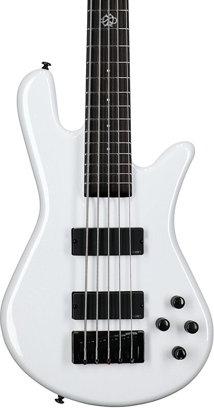 Spector NS Ethos HP 5-String Bass Guitar (with Bag), White Sparkle, Body Straight Front