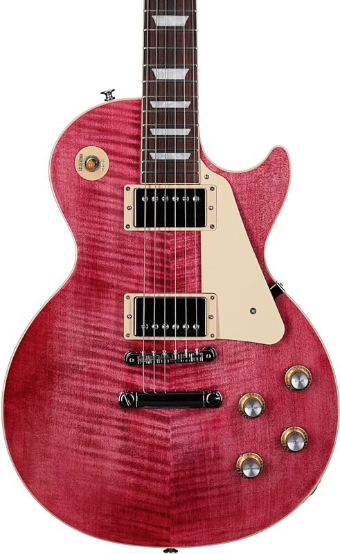 Gibson Les Paul Standard 60s Custom Color Electric Guitar, Figured Top (with Case), Transparent Fuchsia, Open Box (Very Good), Body Straight Front