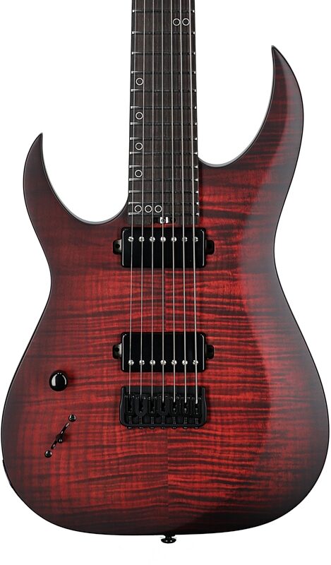 Schecter Sunset-7 Extreme Electric Guitar, Left-Handed, Scarlet Burst, Body Straight Front