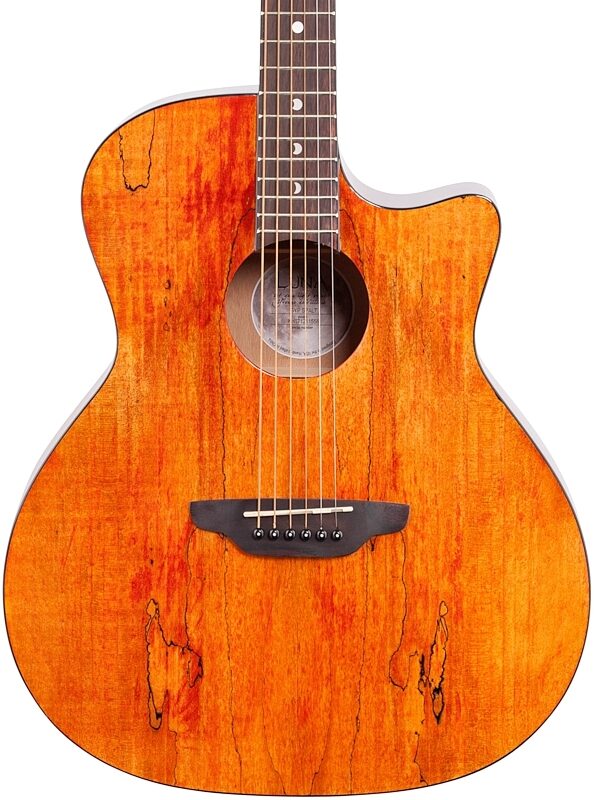 Luna Gypsy Grand Auditorium Acoustic Guitar, Exotic Spalted Maple, Body Straight Front