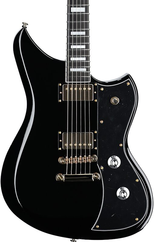 Dunable DE Yeti Electric Guitar (with Gig Bag), Gloss Black, Body Straight Front