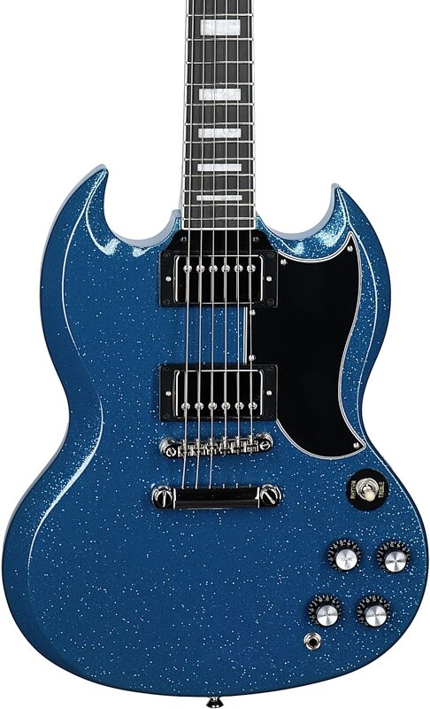 Epiphone Exclusive SG Custom Electric Guitar, Blue Sparkle, Body Straight Front