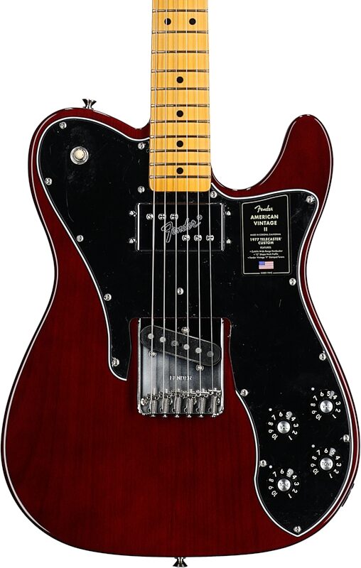 Fender American Vintage II 1977 Telecaster Custom Electric Guitar, Maple Fingerboard (with Case), Wine Red, Body Straight Front