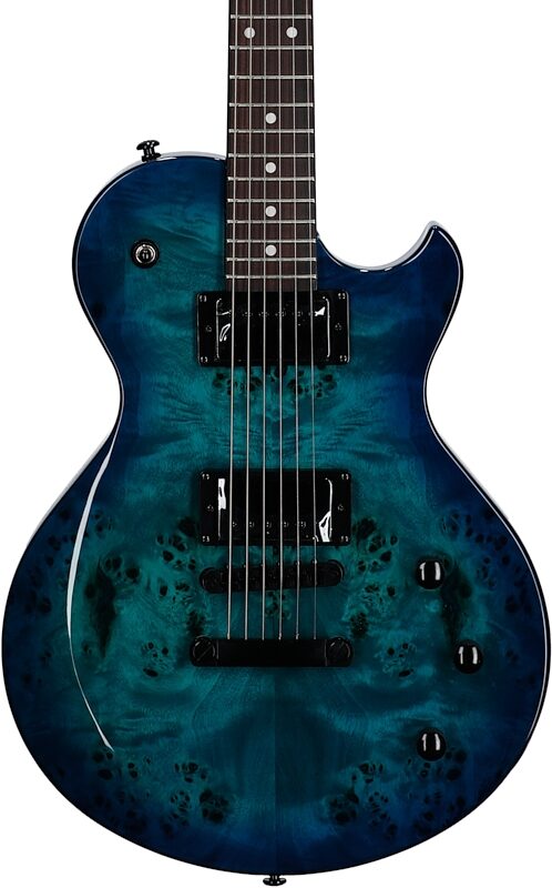 Schecter Solo II Standard Electric Guitar, Ocean Blue Burst Burl, Body Straight Front